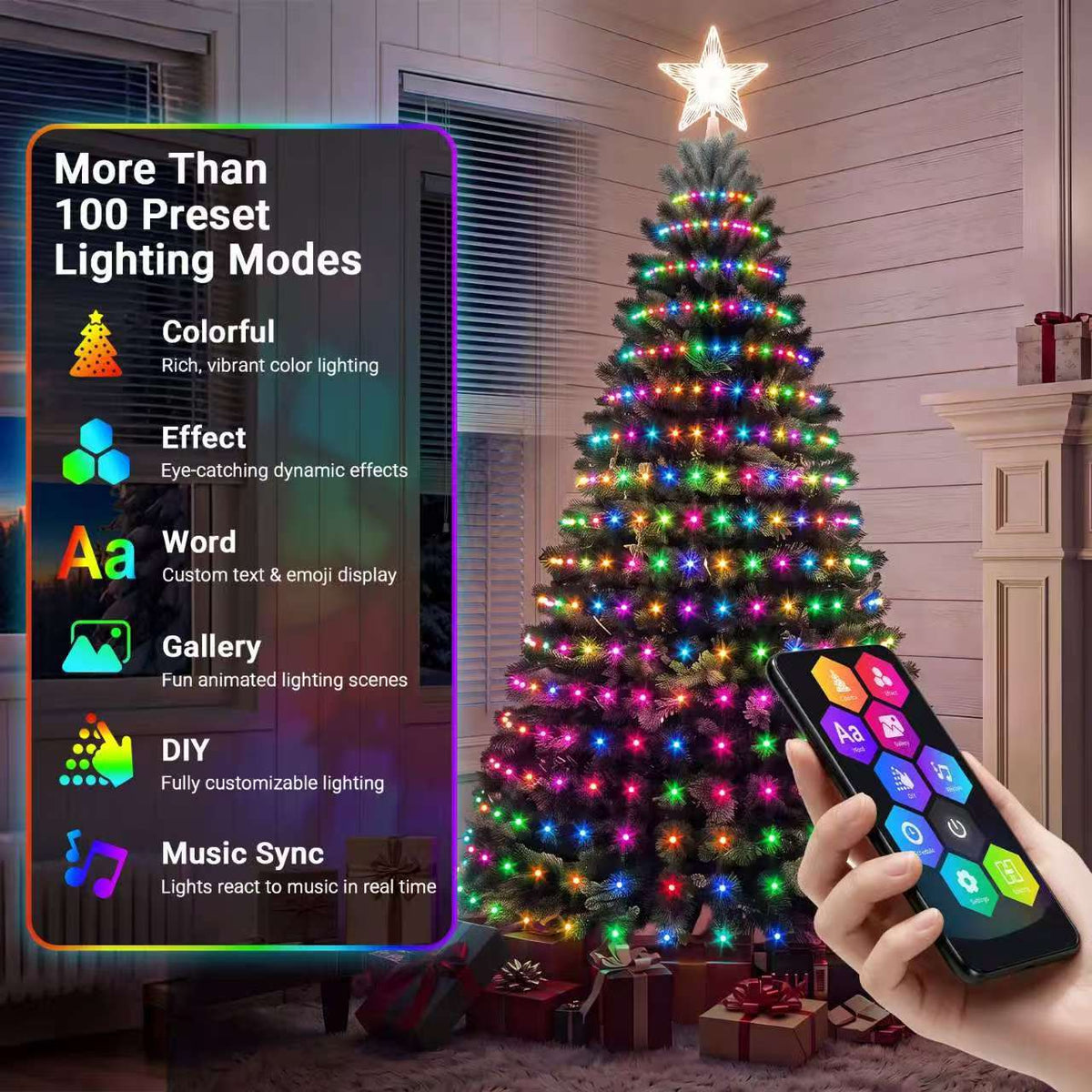 Bluetooth App Controlled Christmas Tree LED String Lights