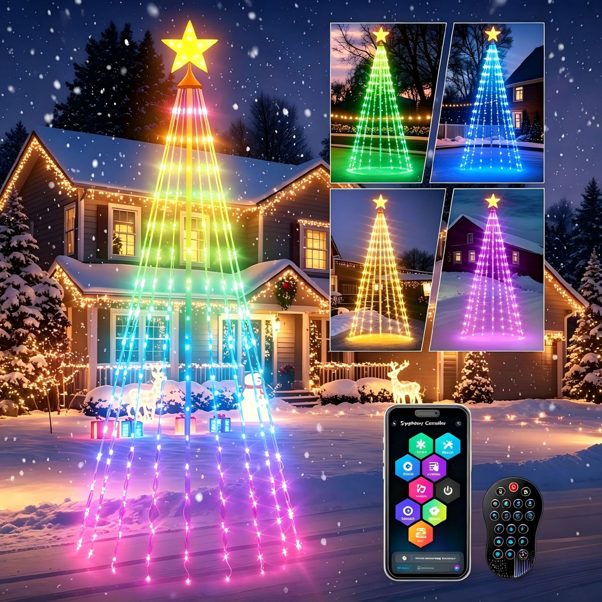 Bluetooth App Controlled Christmas Tree LED String Lights